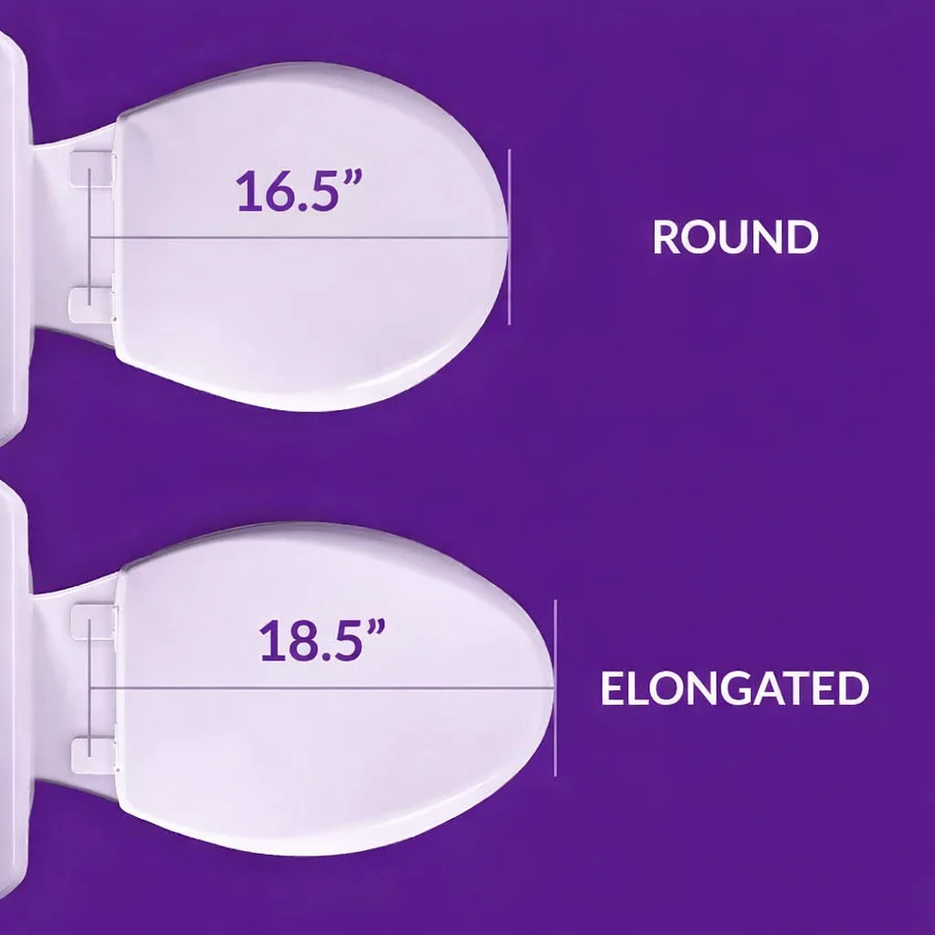 Diagram showing how to measure toilet bowl length