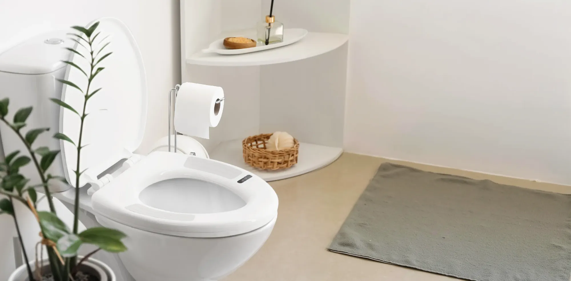 The Casana Smart Seat on a toilet in a bathroom
